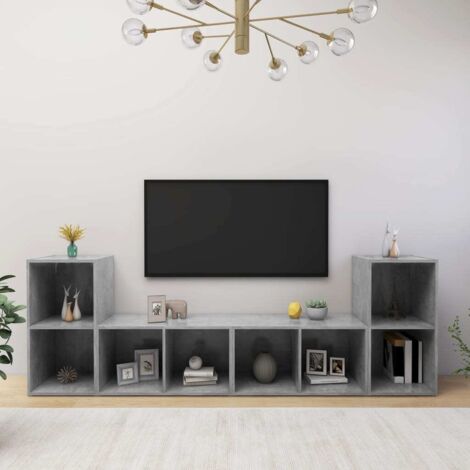 Muebles de salón 4 pzas madera ingeniería gris hormigón vidaXL