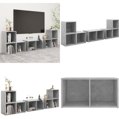 Muebles de salón 6 piezas madera de ingeniería gris hormigón - Muebles de TV - Muebles de TV modernos