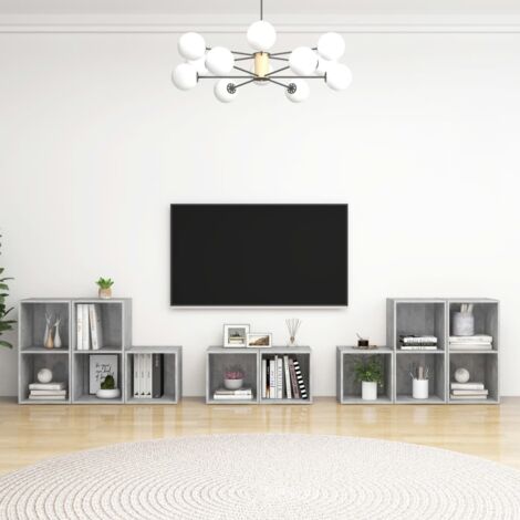 Muebles de salón 8 piezas madera de ingeniería gris hormigón