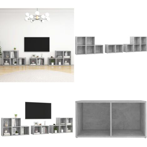 Muebles de salón 8 piezas madera de ingeniería gris hormigón - Muebles de TV - Muebles de sala