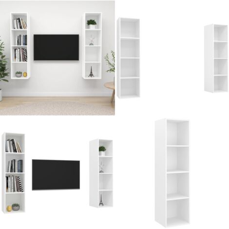 Muebles de salón de pared 2 piezas madera de ingeniería blanco - Muebles de salón - Soporte para tv