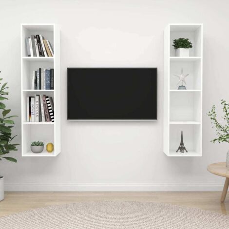 Muebles de salón de pared 2 piezas madera de ingeniería blanco vidaXL