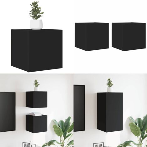 Muebles de salón de pared 2 uds negro 30,5x30x30 cm - Muebles de salón - Soporte de TV