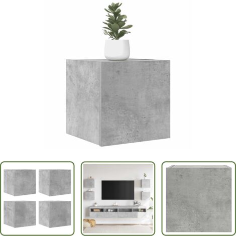 Muebles de salón -  Muebles de salón de pared 4 uds gris hormigón 30,5x30x30 cm