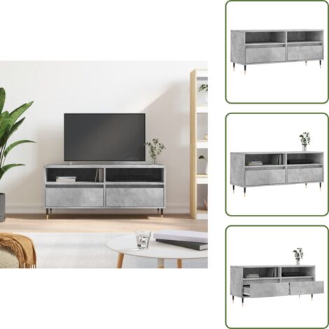 Muebles de salón - vidaXL Mueble de TV madera contrachapada gris hormigón 100x34,5x44,5cm - Muebles de dormitorio