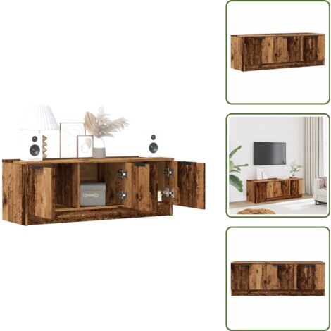 Muebles de salón - vidaXL Mueble de TV madera contrachapada madera antigua 102x35x36,5 cm - Muebles de dormitorio