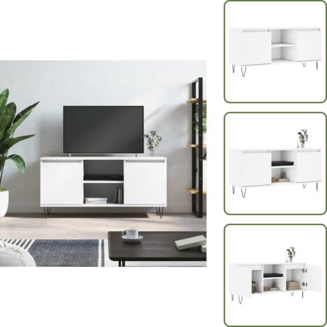 Muebles de salón - vidaXL Mueble de TV madera de ingeniería blanco 104x35x50 cm - Muebles de dormitorio