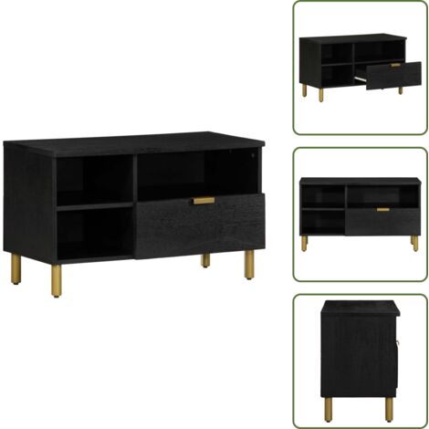Muebles de salón - vidaXL Mueble de TV madera de ingeniería negro 80x33x46 cm - Muebles de dormitorio