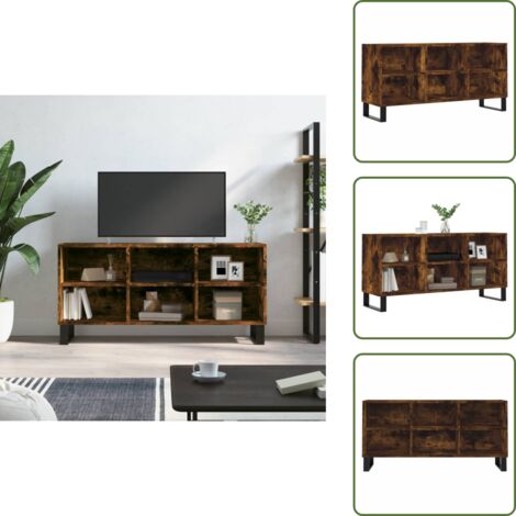 Muebles de salón - vidaXL Mueble de TV madera de ingeniería roble ahumado 103,5x30x50 cm - Muebles de dormitorio