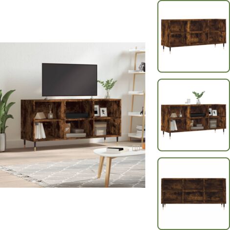 Muebles de salón - vidaXL Mueble de TV madera de ingeniería roble ahumado 103,5x30x50 cm - Muebles de dormitorio