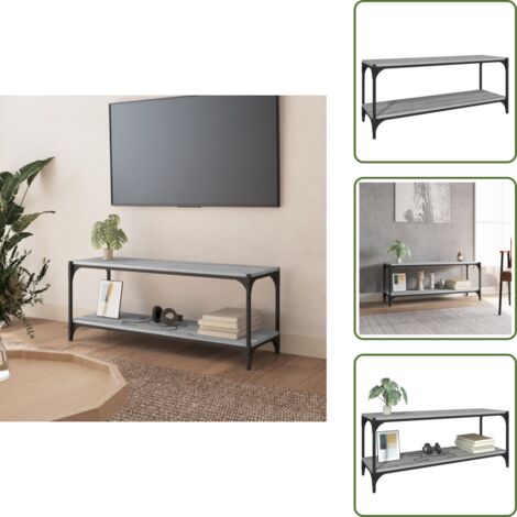 Muebles de salón - vidaXL Mueble para TV contrachapada y acero gris Sonoma 100x33x41 cm - Estantería