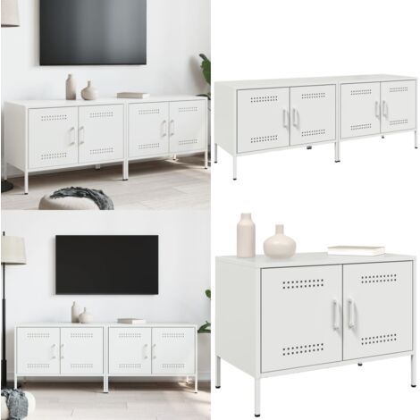 Muebles de TV 2 piezas acero blanco 68x39x50,5 cm - Muebles industriales - Muebles de salón