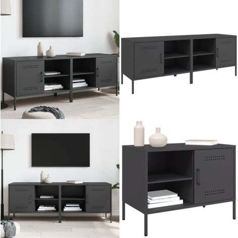 Muebles de TV 2 piezas acero negro 68x39x50,5 cm - Muebles industriales - Muebles de salón