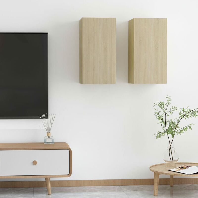 

Muebles de TV 2 uds aglomerado color roble Sonoma 30,5x30x60 cm