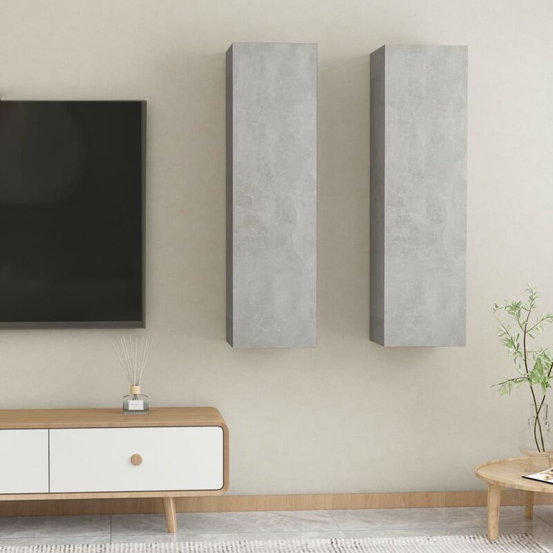 

Muebles de TV 2 uds aglomerado gris hormigón 30,5x30x110 cm