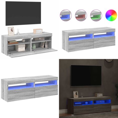 Muebles de TV 2 uds con luces LED gris Sonoma 60x35x40 cm - Luz LED - Armarios de TV
