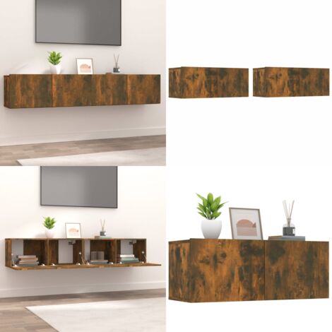 Muebles de TV 2 uds madera ingeniería color roble 80x30x30 cm - Muebles de pared - Muebles de madera