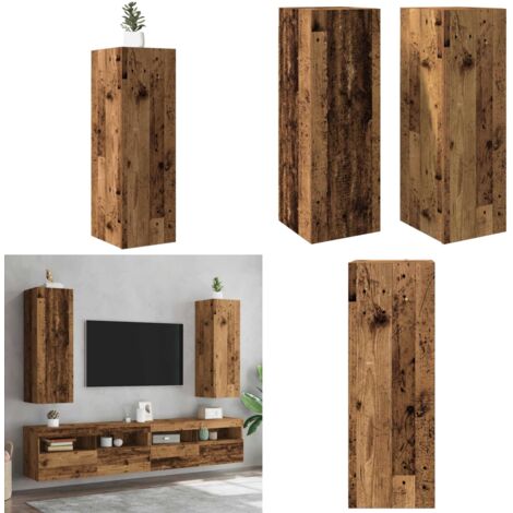 Muebles de TV 2 uds madera ingeniería envejecida 30,5x30x90 cm - Soporte para TV - Muebles de madera