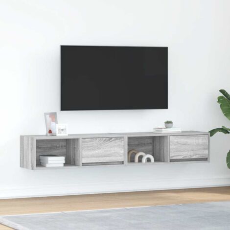 Muebles de TV 2 uds madera ingeniería gris  80x31x25,5 cm