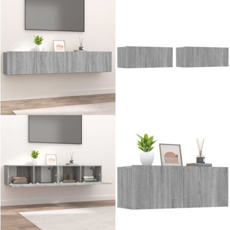 Muebles de TV 2 uds madera ingeniería gris Sonoma 80x30x30 cm - Muebles de pared - Muebles de madera
