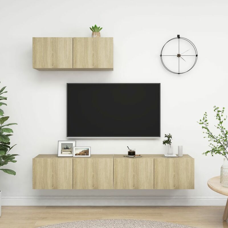 

Muebles de TV 3 piezas aglomerado color roble Sonoma