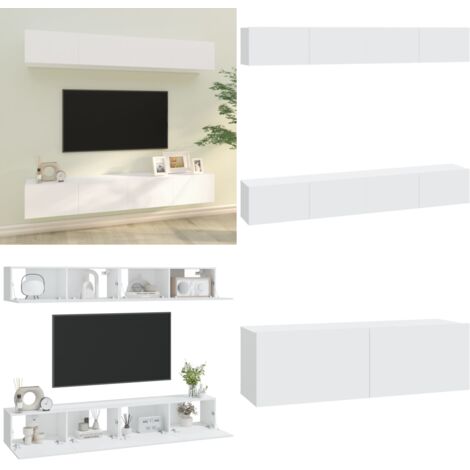 Muebles de TV 4 piezas blanco 100x30x30 cm - Muebles de pared - Muebles de TV blancos