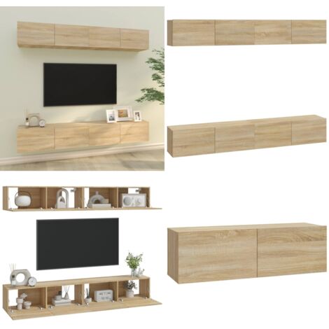 Muebles de TV 4 piezas roble Sonoma 100x30x30 cm - Muebles de pared - Muebles de TV de roble