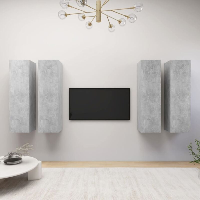 

Muebles de TV 4 uds aglomerado gris hormigón 30,5x30x110 cm