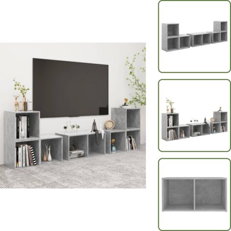 Muebles de TV con almacenamiento - vidaXL Muebles de salón 6 piezas madera de ingeniería gris hormigón - Muebles de TV gris hormigón