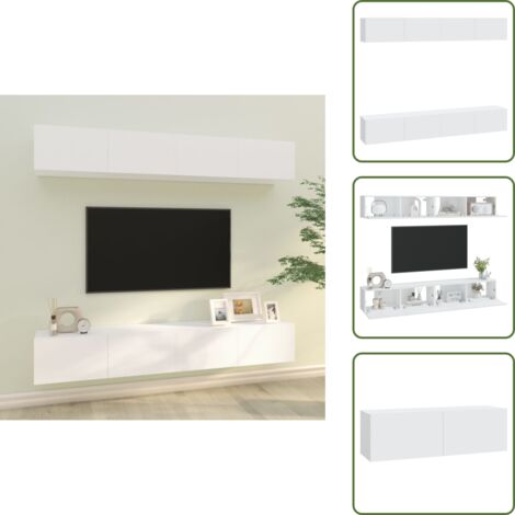 Muebles de TV con almacenamiento - vidaXL Muebles de TV 4 piezas blanco 100x30x30 cm - Muebles de TV para sala