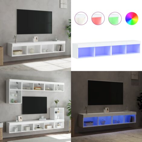 Muebles de TV con luces LED 2 uds blanco 80x30x30 cm - Luz LED - Soporte de TV