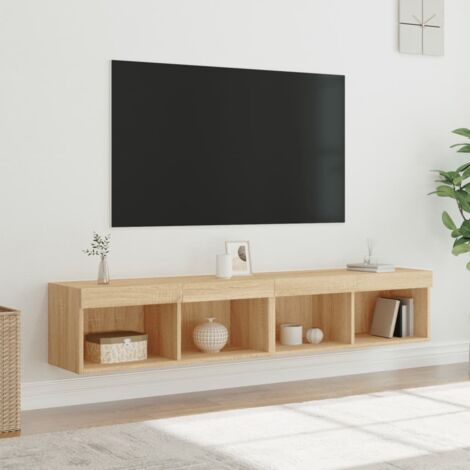 Muebles de TV con luces LED 2 uds roble  80x30x30 cm