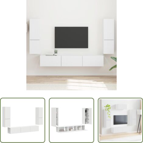 Muebles de TV -  Conjunto de mueble de TV 4 pcs Madera de ingeniería