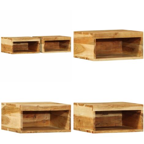 Muebles de TV de pared 2 uds madera maciza de acacia - Armario de TV - Muebles de madera