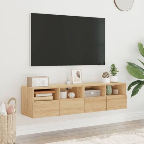 Muebles de TV de pared 2 uds madera roble 60x30x30 cm