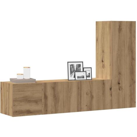 Muebles de TV de pared 3 uds madera ingeniería roble artesanal vidaXL