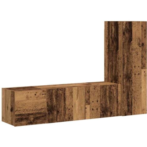 Muebles de TV de pared 3 uds madera vieja madera de ingeniería