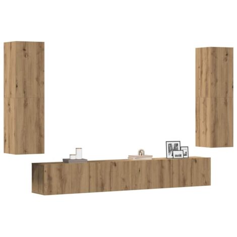 Muebles de TV de pared 4 uds madera ingeniería roble artesanal vidaXL