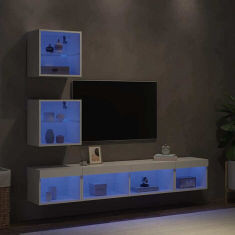 Muebles de TV de pared con LED 5 pzas madera ingeniería blanco vidaXL