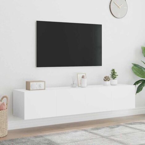 Muebles de TV de pared con luces LED 2 uds 80x35x31 cm