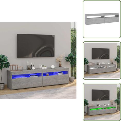 Muebles de TV gris hormigón - vidaXL Muebles de TV con luces LED 2 unidades gris hormigón 75x35x40cm - Muebles de TV con espacio de almacenamiento