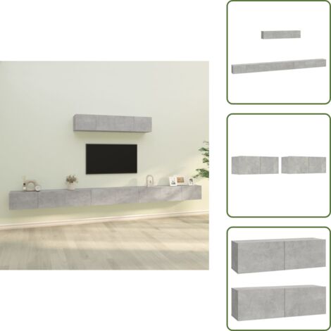 Muebles de TV gris hormigón - vidaXL Set de muebles de TV 6 pzas madera contrachapada gris hormigón - Muebles de TV modernos