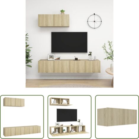 Muebles de TV -  Juego de muebles de salón 2 piezas roble Sonoma