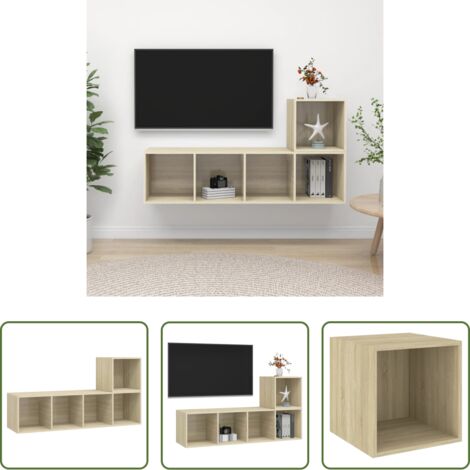 Muebles de TV -  Juego de muebles de salón 2 pzas madera ingeniería roble Sonoma