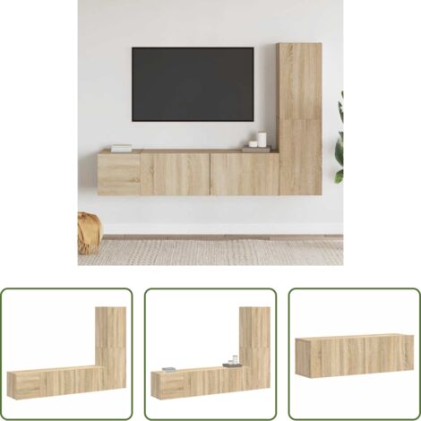 Muebles de TV -  Juego de muebles de salón 3 piezas roble Sonoma