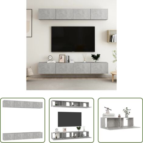 Muebles de TV -  Juego de muebles de salón 4 piezas gris hormigón 100x30x30 cm