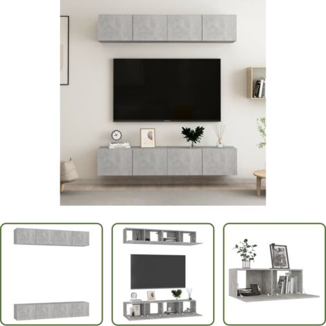 Muebles de TV -  Juego de muebles de salón 4 piezas gris hormigón 80x30x30 cm