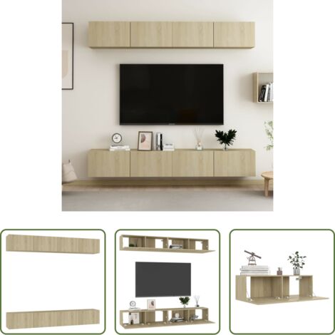Muebles de TV -  Juego de muebles de salón 4 piezas roble Sonoma 100x30x30 cm