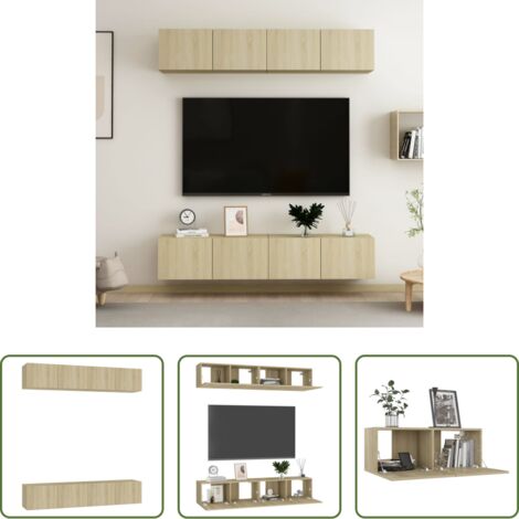 Muebles de TV - Juego de muebles de salón 4 piezas roble Sonoma 80x30x30 cm