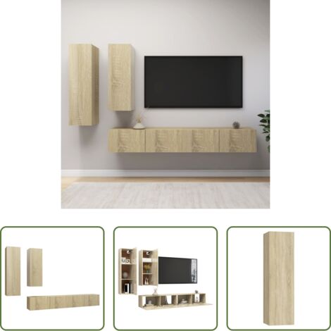 Muebles de TV -  Juego de muebles de salón 4 piezas roble Sonoma